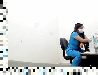 nurse conducts interview in her office and then gives intense blowjob to stranger