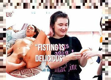 fisting, behåret, fisse-pussy, amatør, lesbisk, tysk, par, fingering, fødder, naturlig