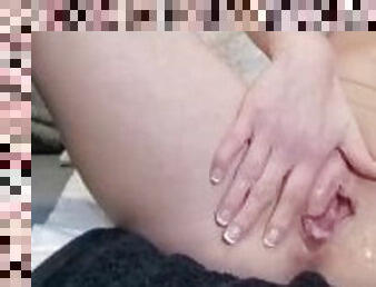 Squirting Fucking Machine Orgasm with Sexy German Blonde MILF - Close Up Solo Female Masturbation