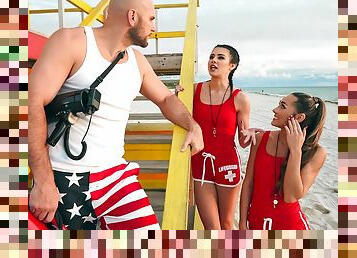 Horny Lifeguards Share A Cock Video With JMac, MacKenzie Mace, Kylie Rocket - Brazzers