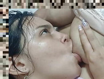 amatir, lesbian-lesbian, jenis-pornografi-milf, latina, ibu, susu