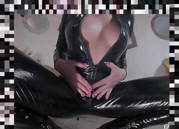 Horny Brunette in Latex BodySuit ????