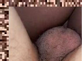 rumpe, pussy, amatør, ebony, stor-pikk, interracial, creampie, våt, pikk