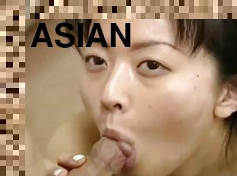 Asian pale slut sucking on the small cock pov
