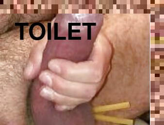 I have my cockring tight behind my balls as I edge on the toilet and don’t allow myself to cum