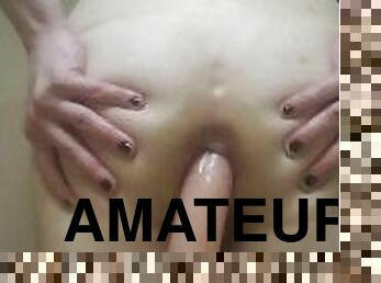 masturbation, amatör, anal, leksak, ritt, dildo, rumpa-butt, ensam, hårt