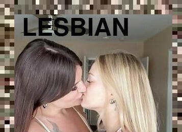 Fucking my girlfriend’s mouth with my tongue as two REAL lesbians get each other off