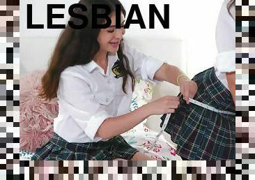 peluda, coño-pussy, lesbiana, adolescente, universidad, uniforme