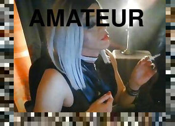 amateur, gay, europeo, euro, webcam, fetichista, látex, a-solas, fumando