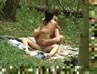 Young couple fucking in the forest