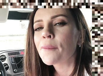 Her first blowjob in the car